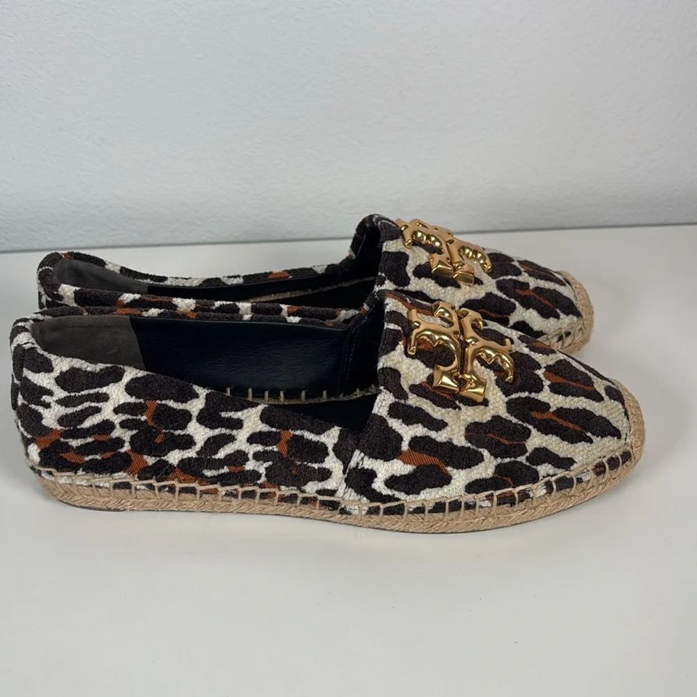 TORY BURCH ELEANOR ESPADRILLE JACQUARD VELVET REVA LEOPARD SZ 7 - Picture 4 of 7